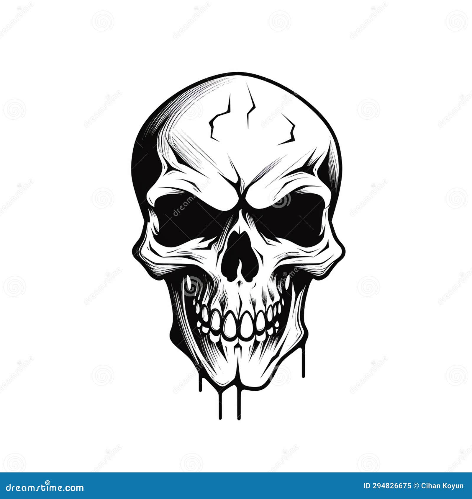 Day of the Dead Skull Tattoo Design Stock Illustration - Illustration ...