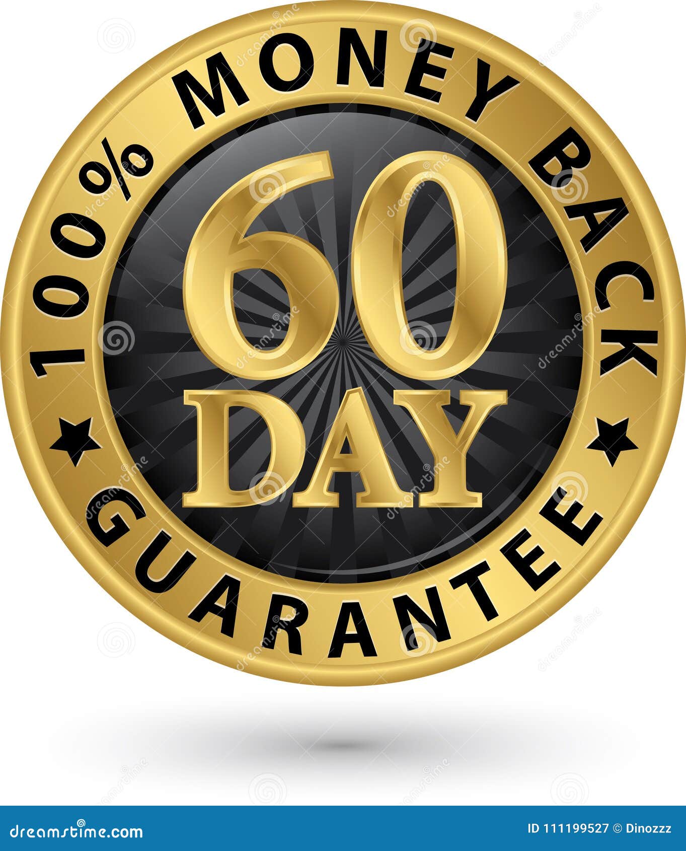 60 day 100% money back guarantee golden sign,  illustrati