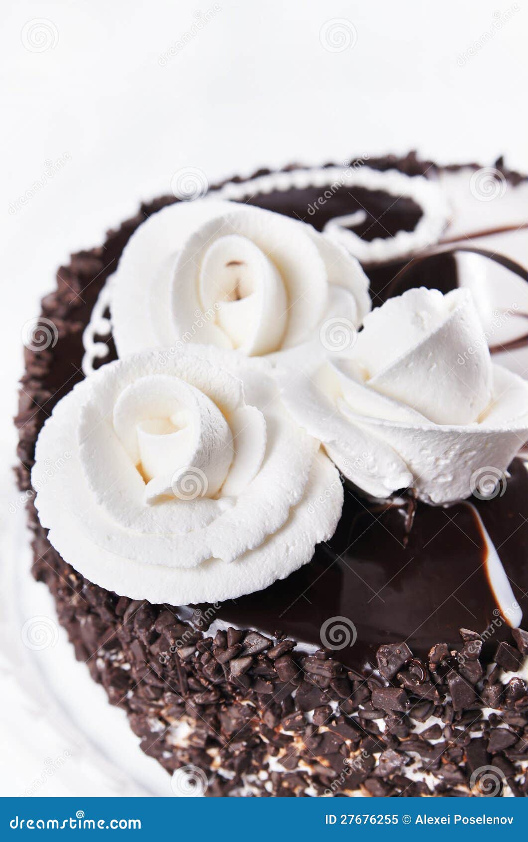 Day And Night Chocolate Cake With Decorative Roses Stock Image Image Of Nutrient Dessert