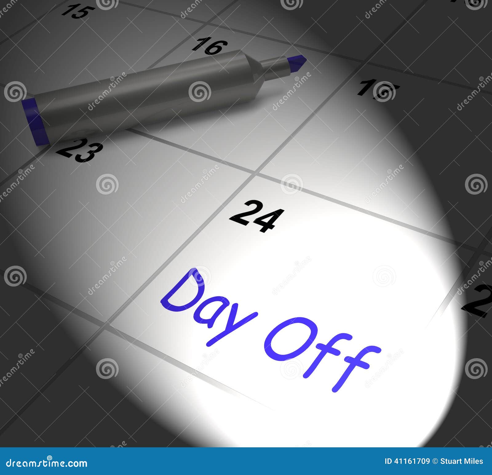 Day Off Calendar Displays Work Leave And Holiday Stock Illustration - Illustration of respite ...