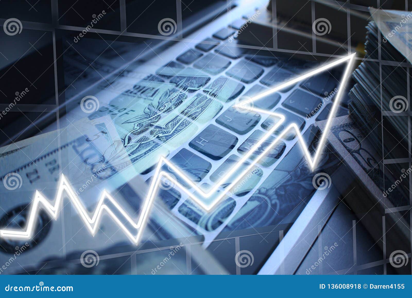 day trader profits with cash made on keyboard high quality