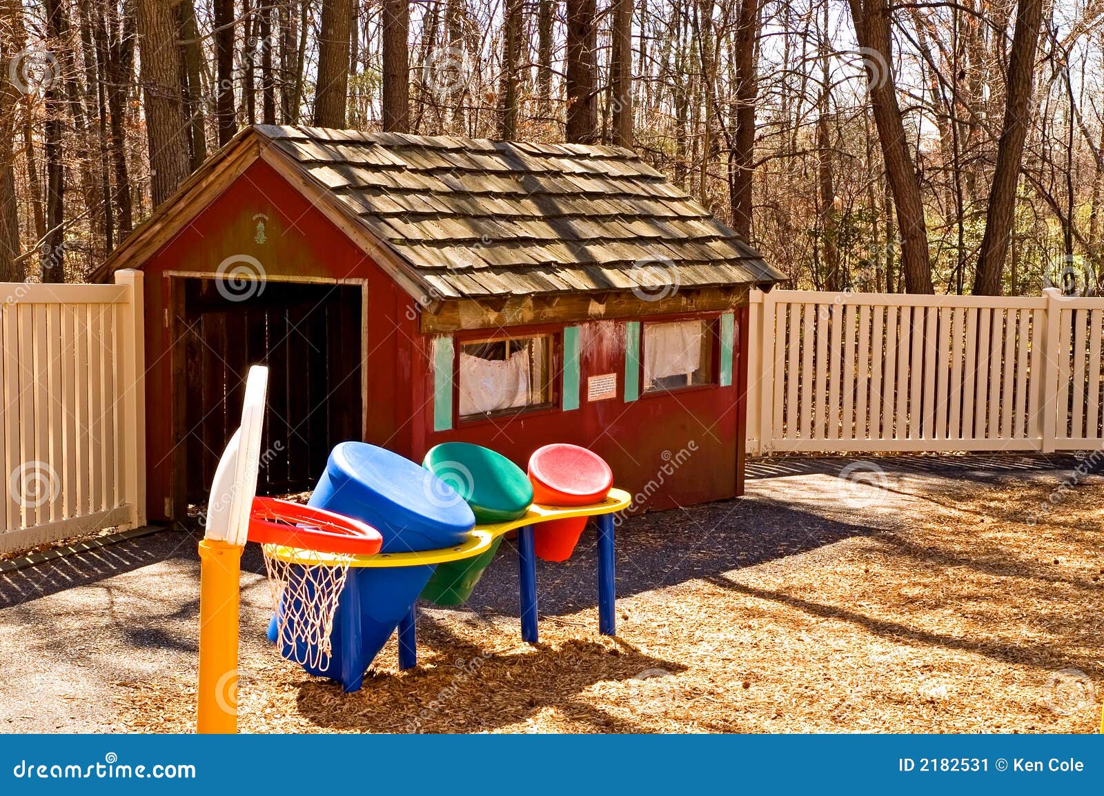 Daycare playhouse and toys stock image. Image of outside 2182531