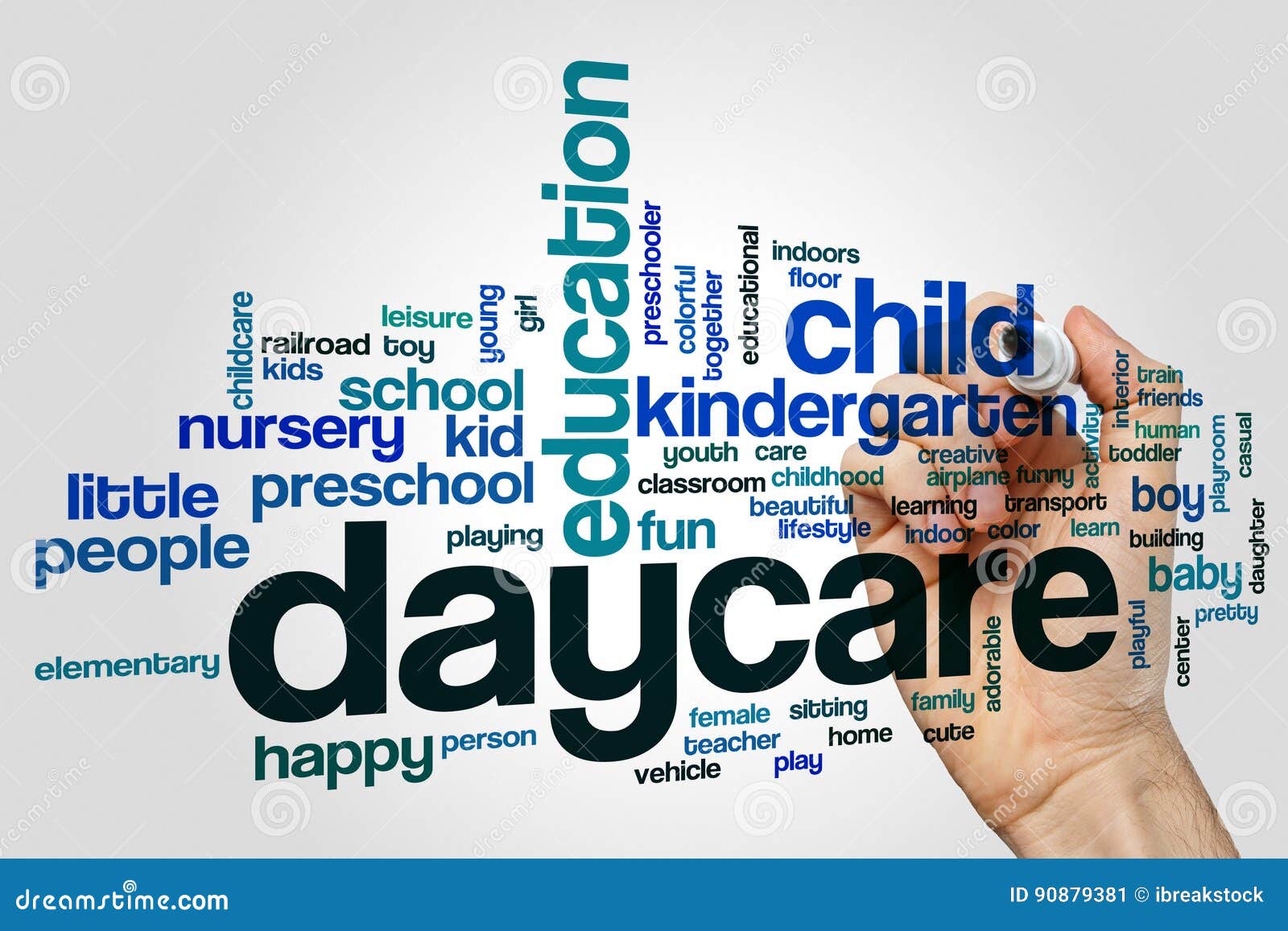 Daycare Word Cloud Concept on Grey Background Stock Image Image of