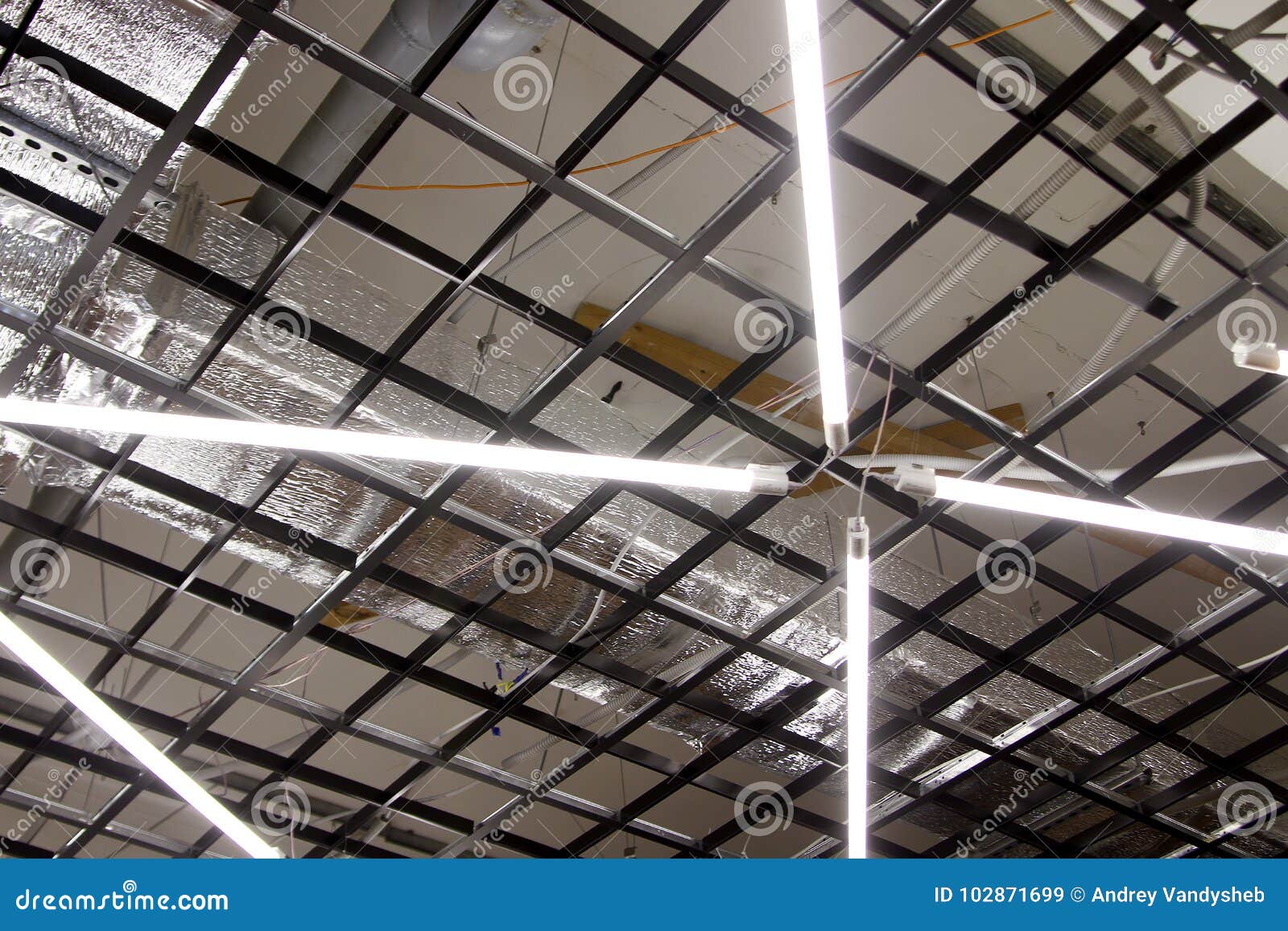 Daylight From A Fluorescent Lamp Hanging On The Ceiling In A