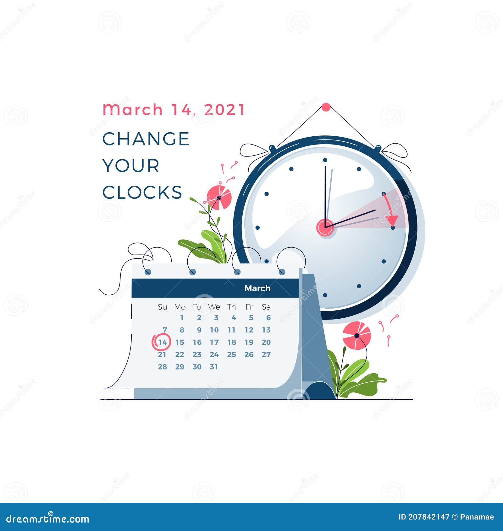 Daylight Saving Time Begins Concept. the Clocks Moves Forward One Hour