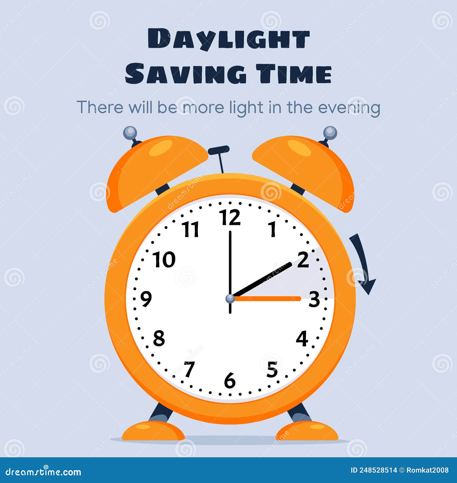 Daylight Saving Time March 12, 2023 Concept. Stock Vector