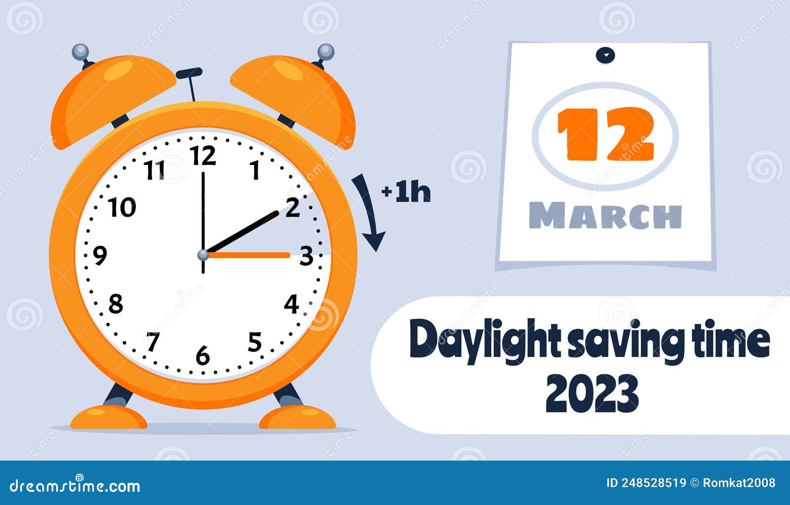 Daylight Saving Time March 12, 2023 Concept. Stock Vector