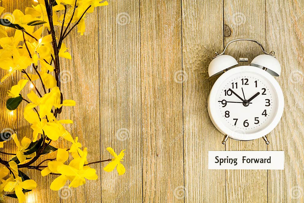 Daylight Savings Time Spring Forward Concept Top Down View Stock Image
