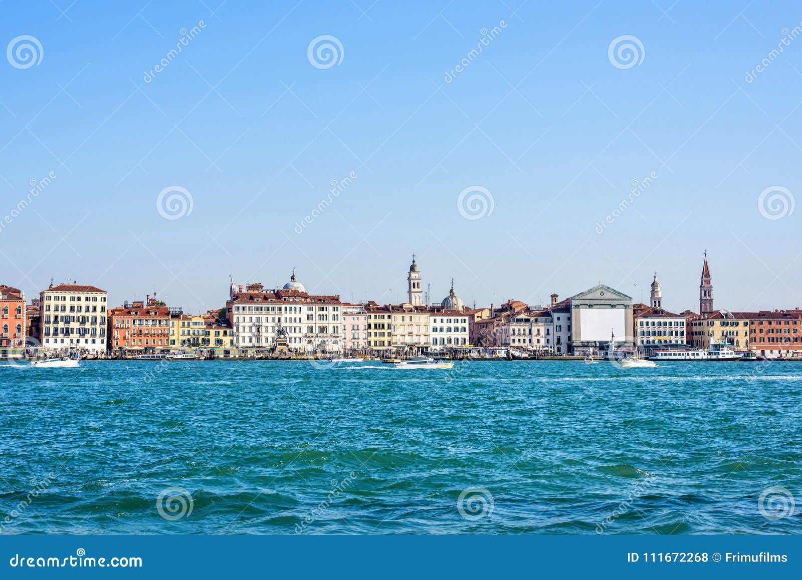 Daylight View From Boat To Riva Degli Schiavoni Waterfront 