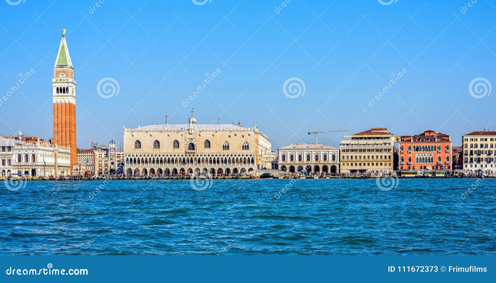 Daylight View From Boat To Riva Degli Schiavoni Waterfront 