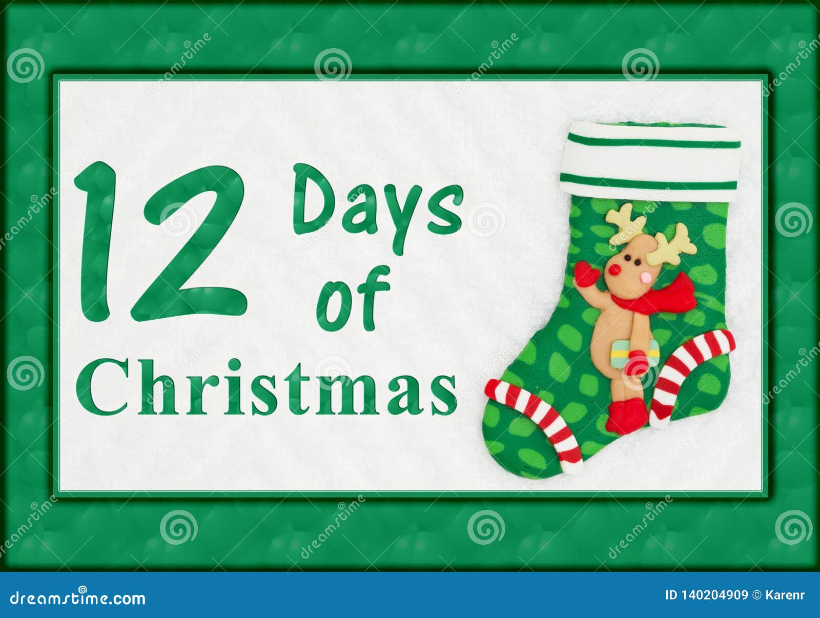 the 12 days of christmas with a christmas stocking with a reindeer