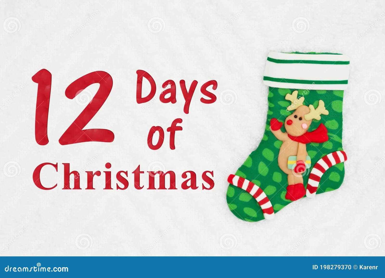 the 12 days of christmas with a christmas stocking with a reindeer