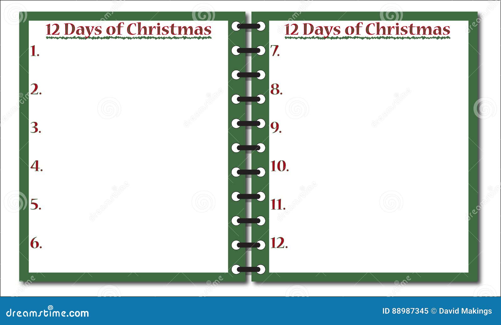 12 days of christmas notepad