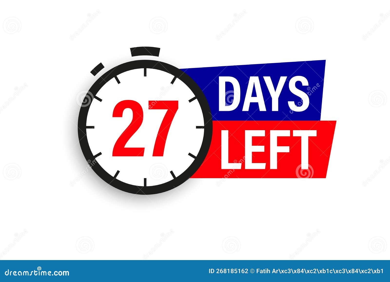 27 Days Left. Countdown Badge. Vector Illustration Isolated on White
