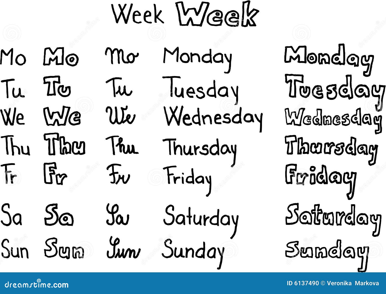 Days Of The Week Picture. Image: 6137490