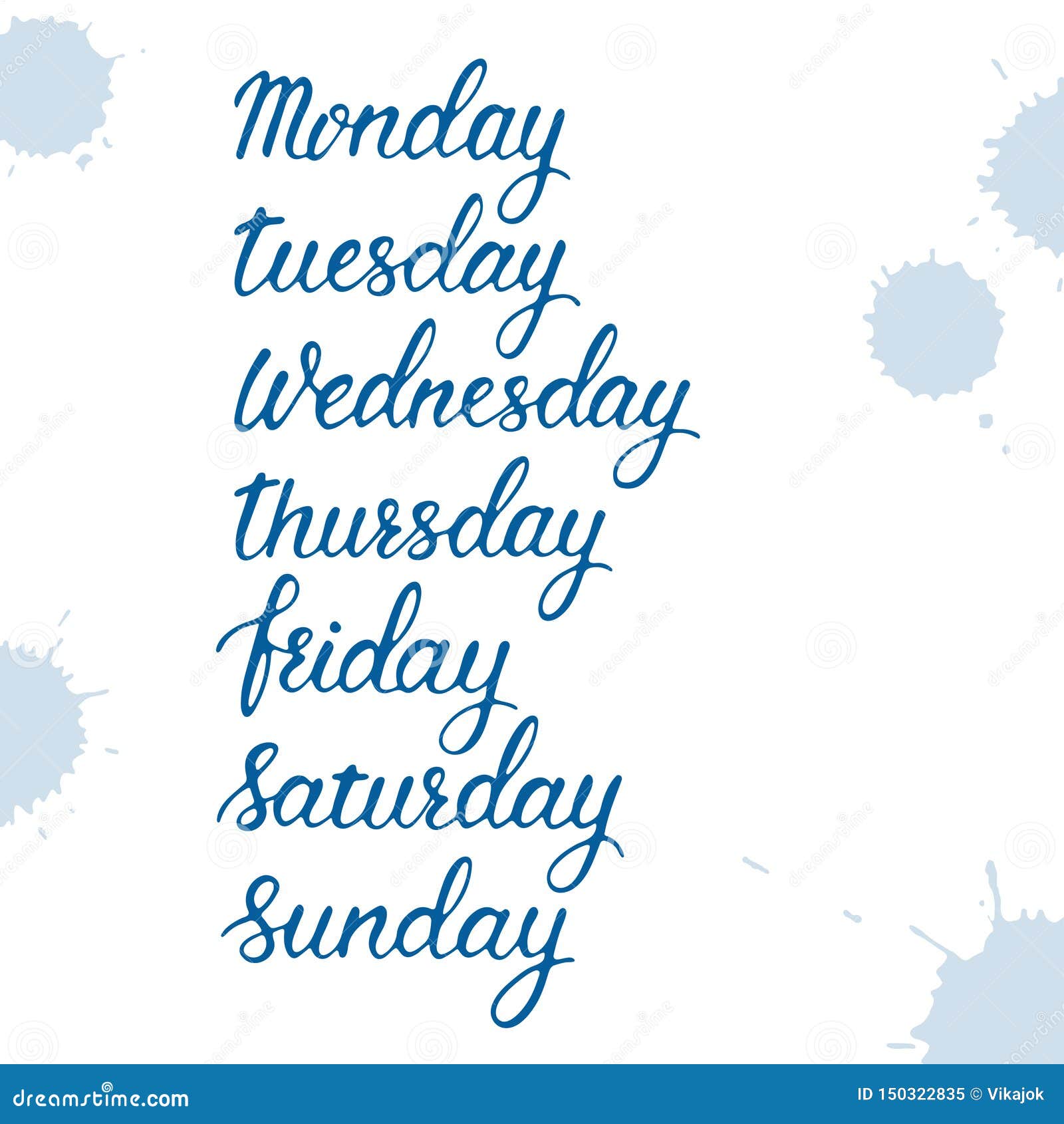 Days of the week: Sunday, Monday, Tuesday, Wednesday, Thursday, Friday,  Saturday Stock Vector