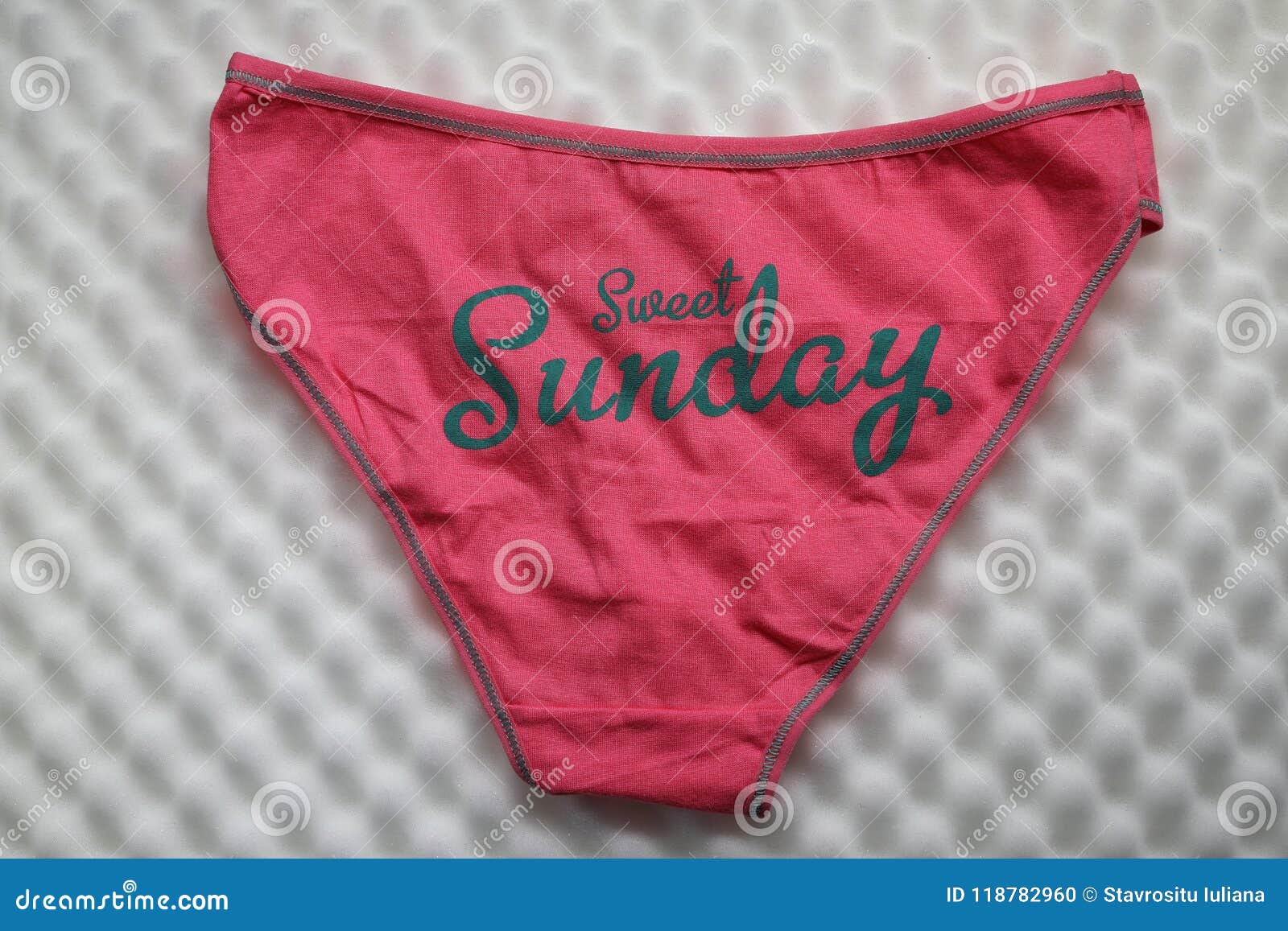 Sweet Sunday pink panties stock photo. Image of gray - 118782960