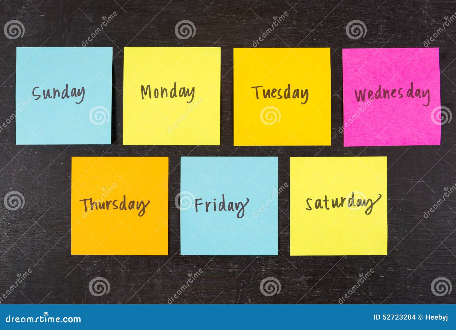 days of week stick notes
