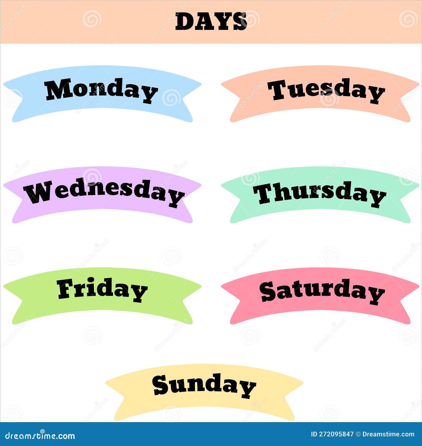 Days in a Week. Weekly Days. Seven Days in a Week. Week Days Stock Vector -  Illustration of workbook, font: 272095847