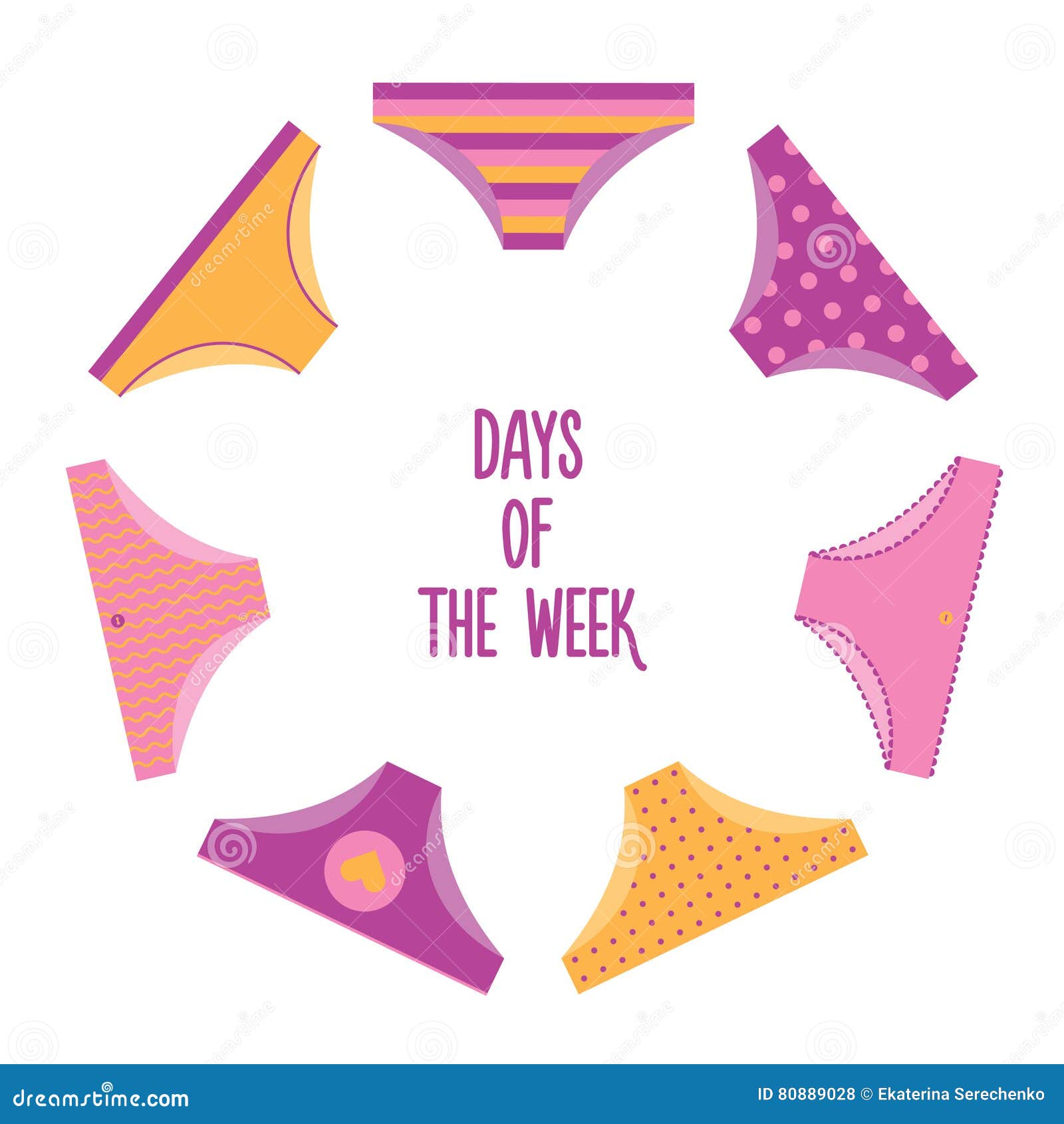 Days of the week woman panties set. 