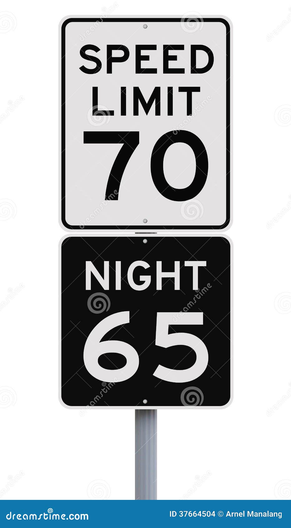 Daytime and Nighttime Speed Limit Signs Stock Photo Image of