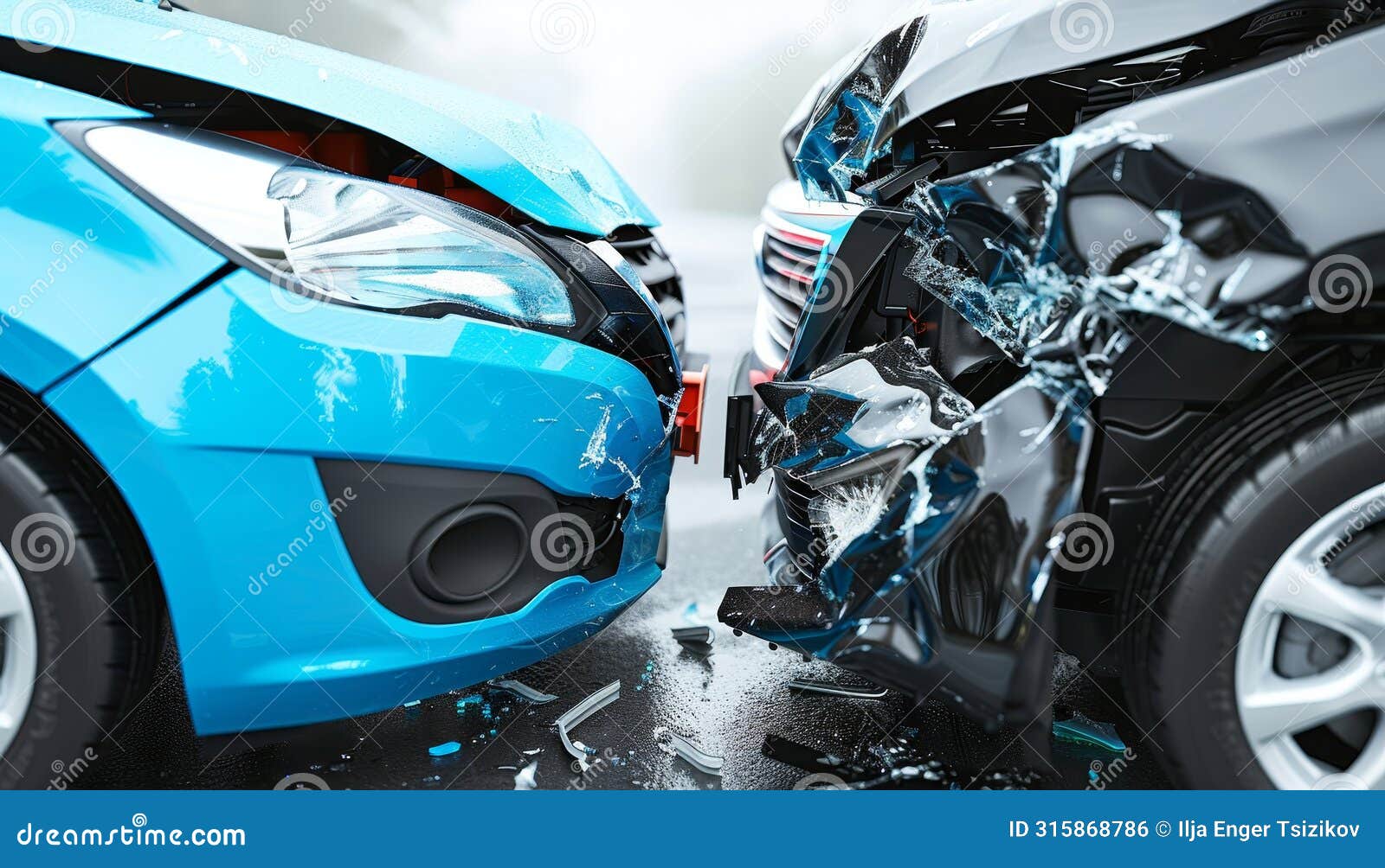 Daytime Small Car Collision, Two Vehicles Crash Together in an Accident ...