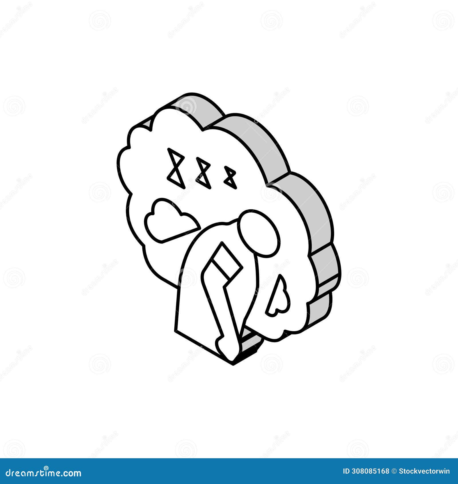 daytime tiredness or sleepiness isometric icon  