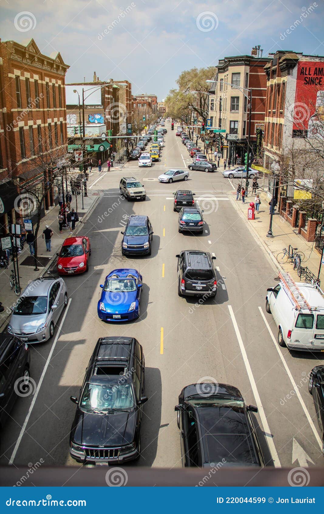 Daytime Traffic at Armitage and Sheffield Intersection on Chicago S