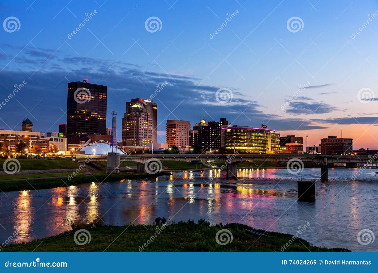 Dayton, Ohio Skyline at Sunset Editorial Stock Image Image of station