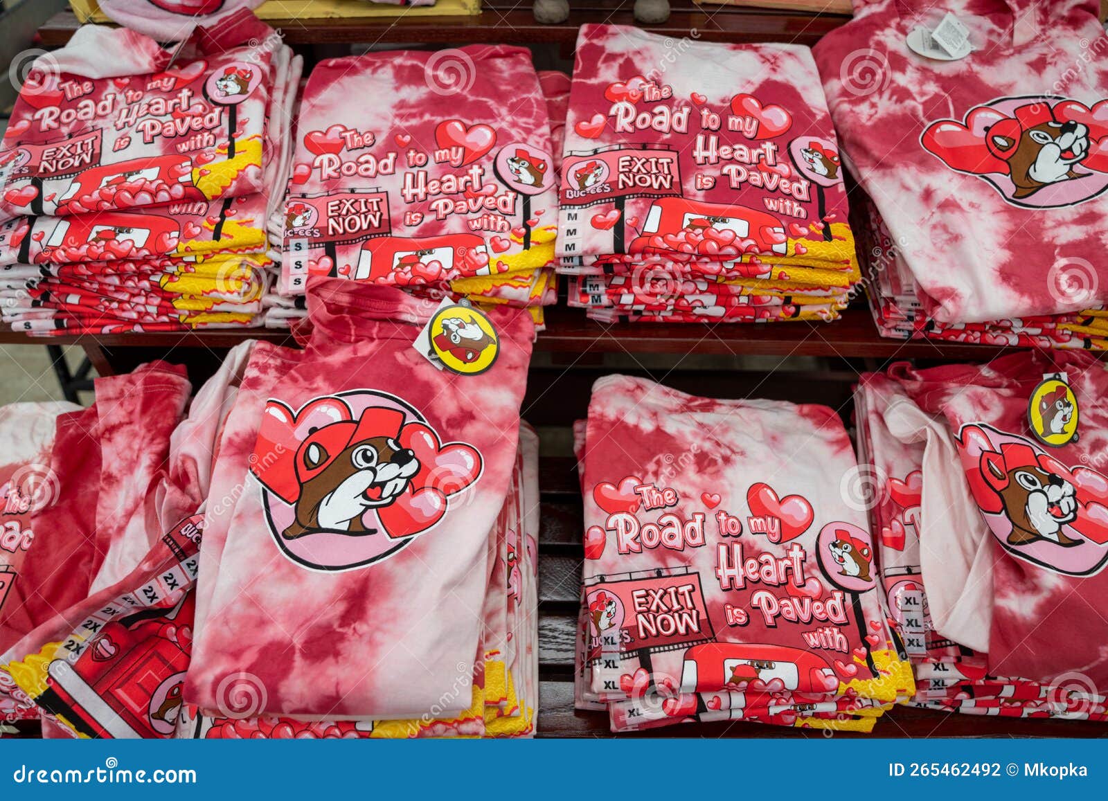 Valentines Day Merchandise Including Tshirts, at a Bucees, a Famous