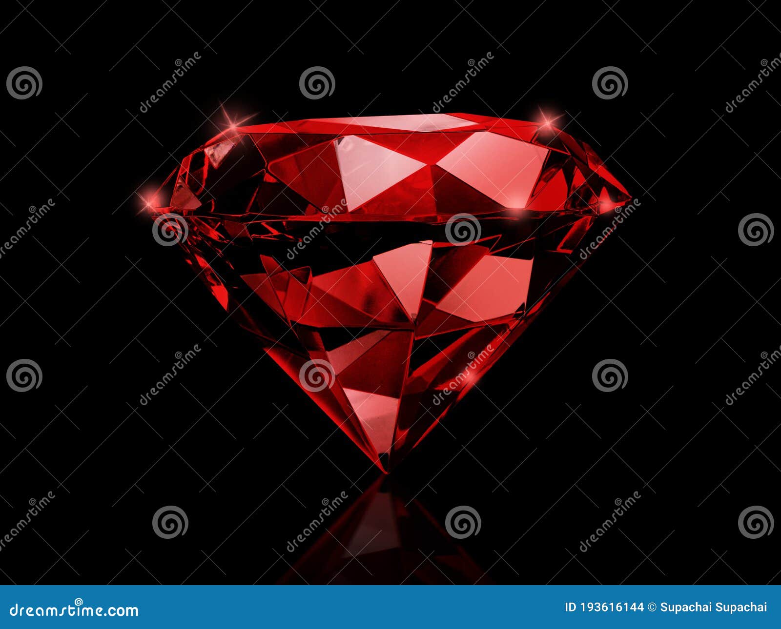 dazzling diamond red gemstones on black background