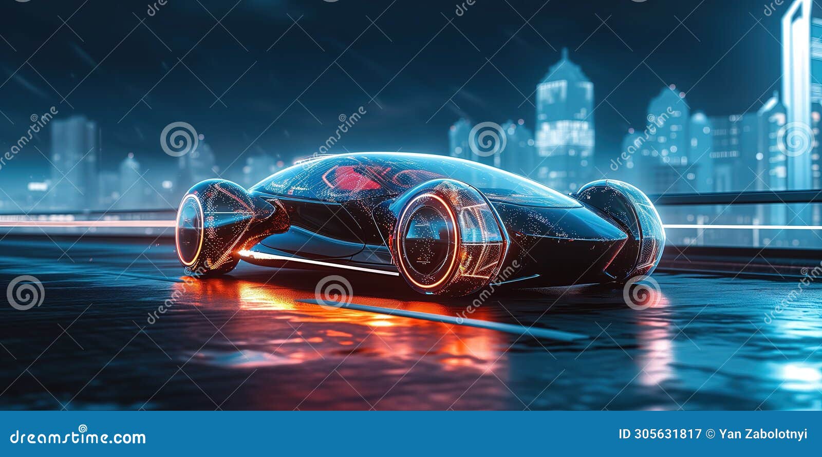 a dazzling futuristic car shimmering with an ethereal ghostlike aura