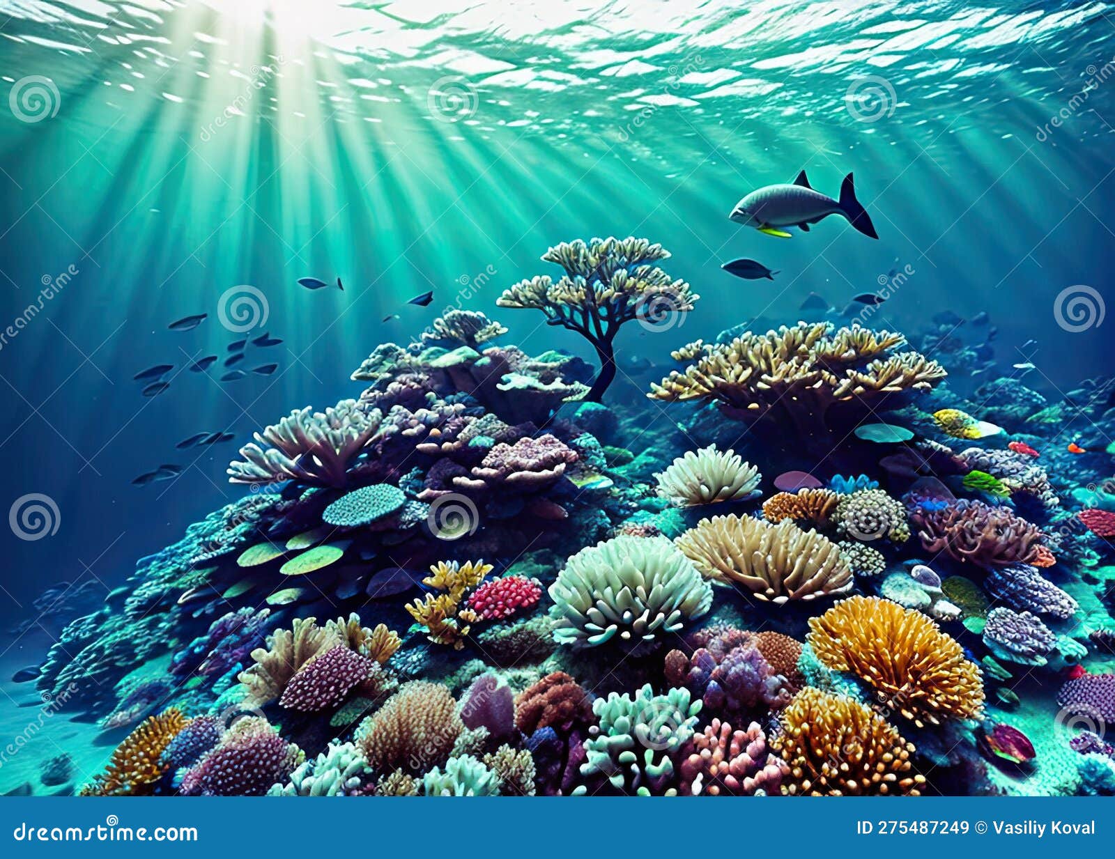 Dazzling Sea Life Swimming in Reef. Generative Ai Stock Illustration ...