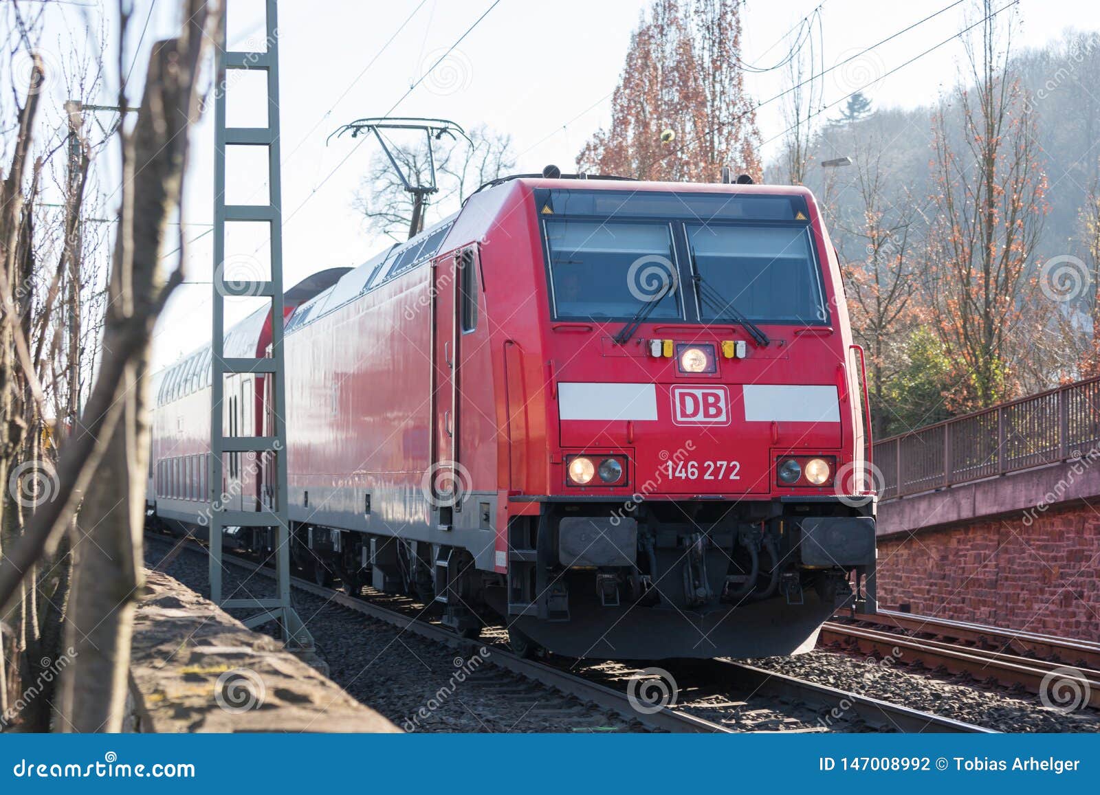 Db German Train on the Train Tracks Editorial Photography Image of