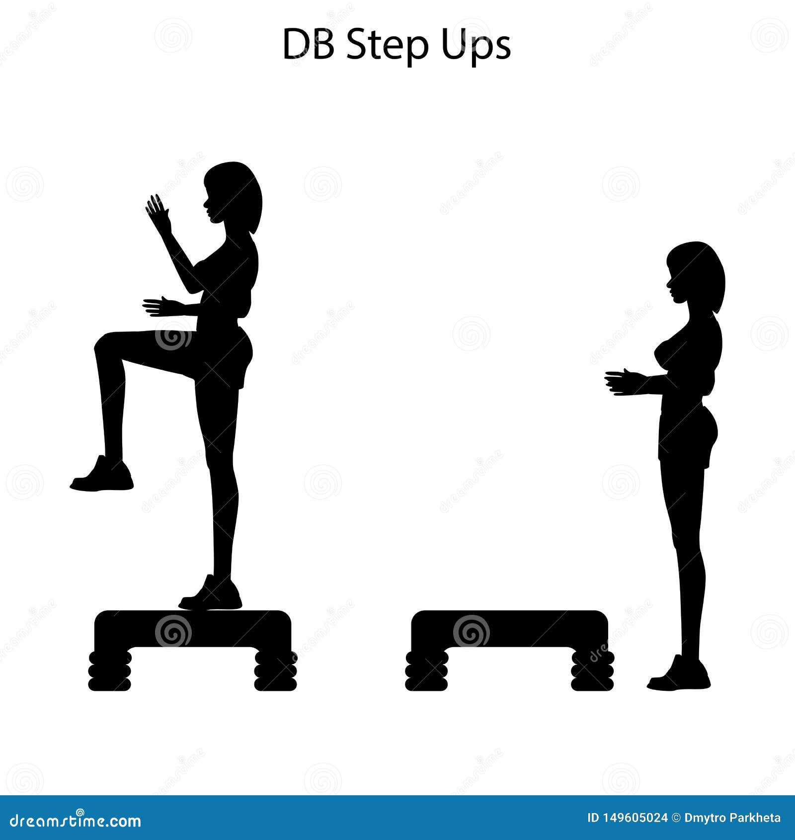 Db Steps Up Exercise Silhouette Stock Vector Illustration Of