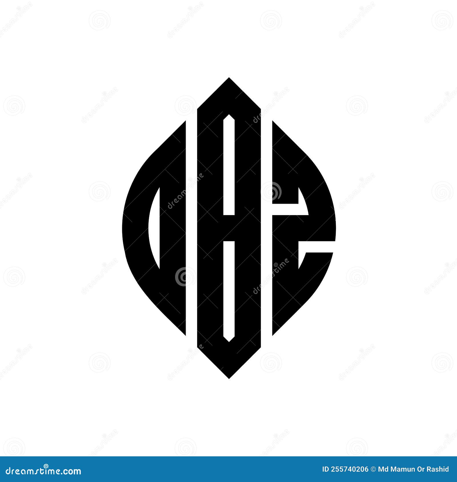 dbz circle letter logo  with circle and ellipse . dbz ellipse letters with typographic style. the three initials form a