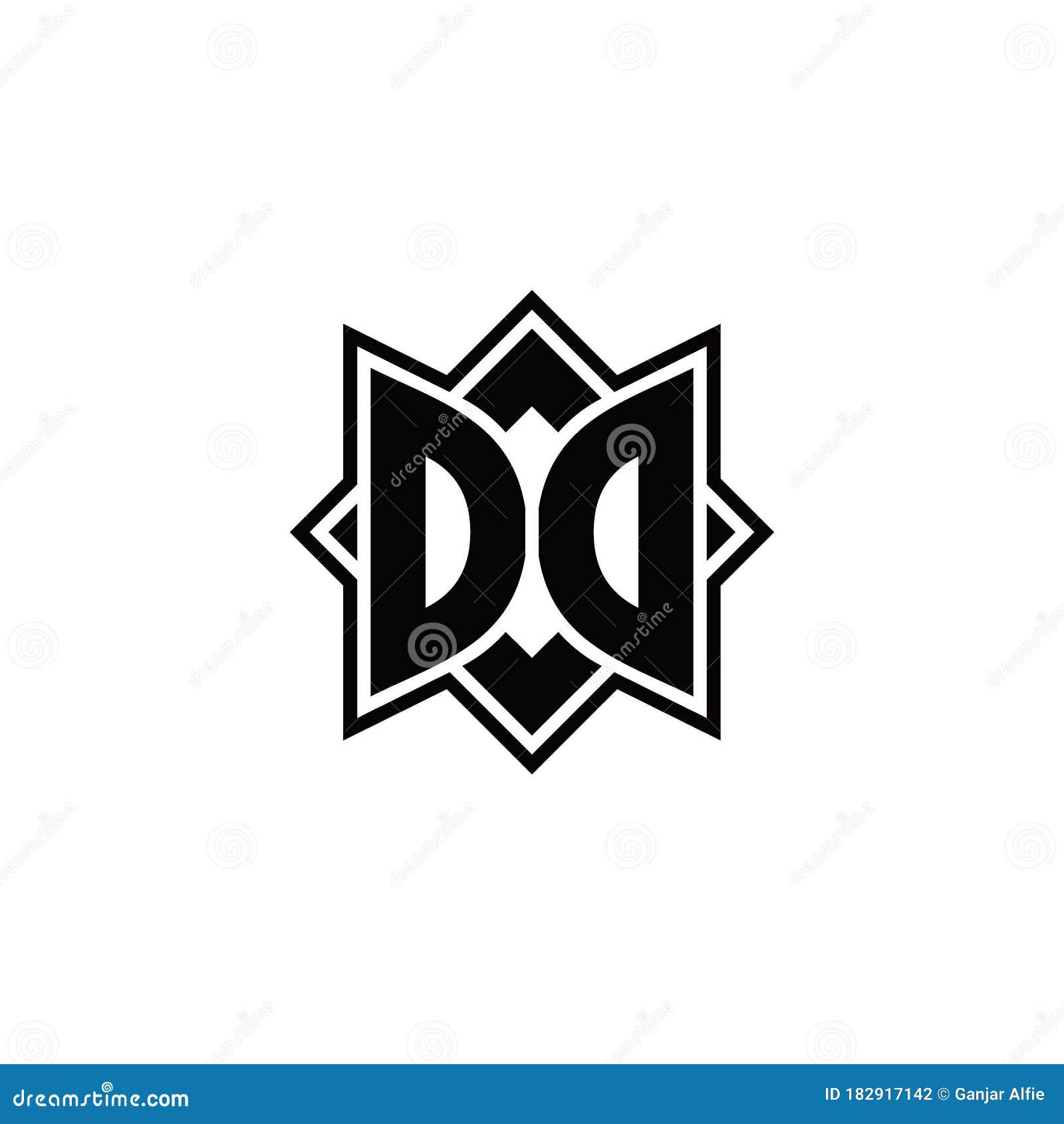 DD Monogram Logo with Square Rotate Style Outline Stock Vector