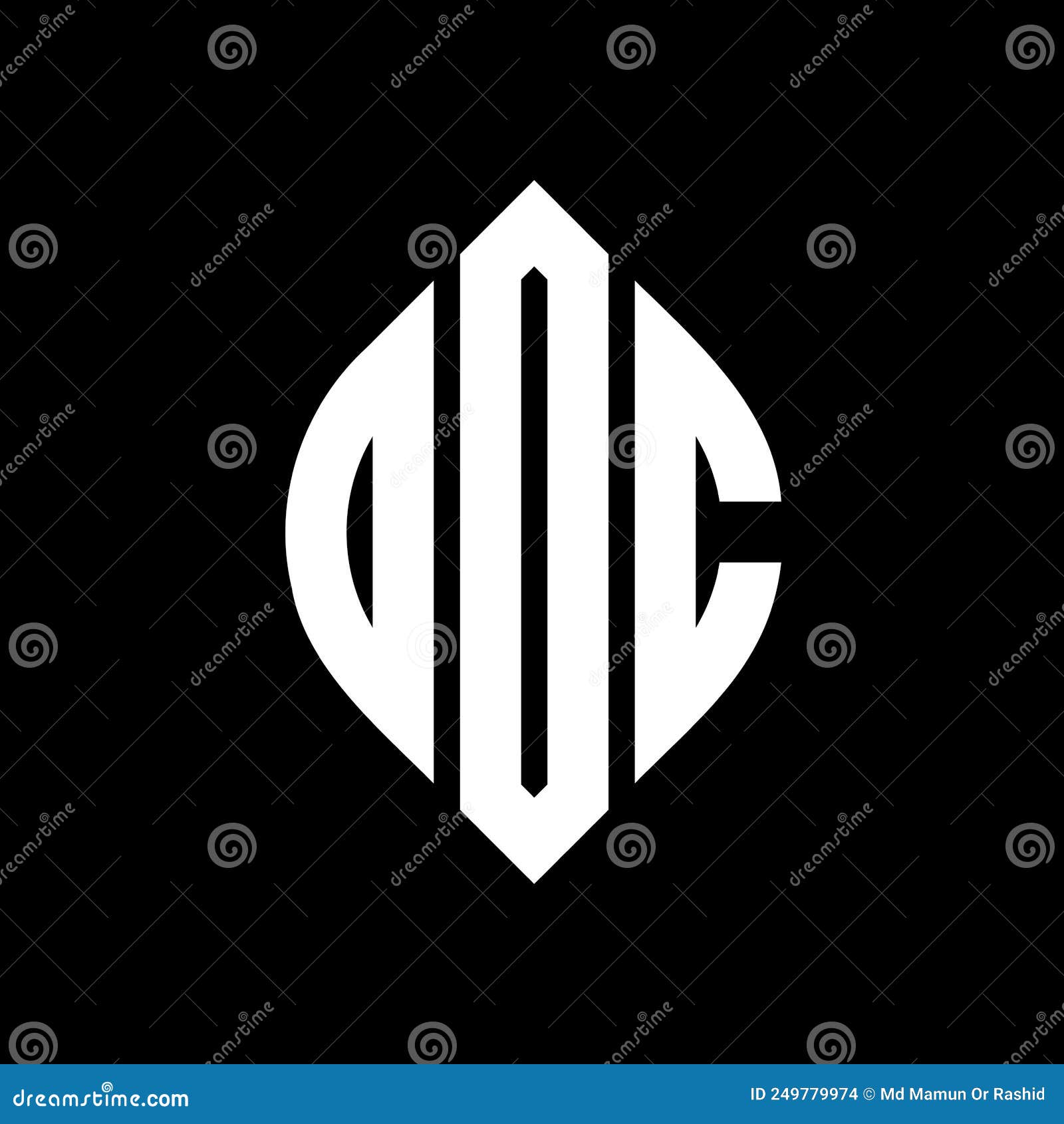 ddc circle letter logo  with circle and ellipse . ddc ellipse letters with typographic style. the three initials form a