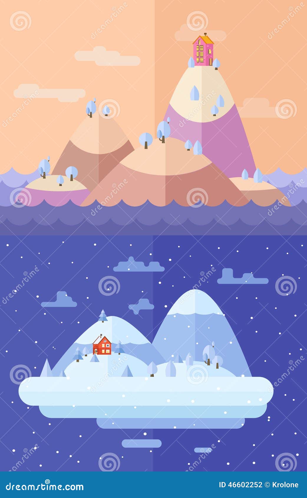 De aard van de winter De tijd van Kerstmis Vector vlakke illustraties eps 10