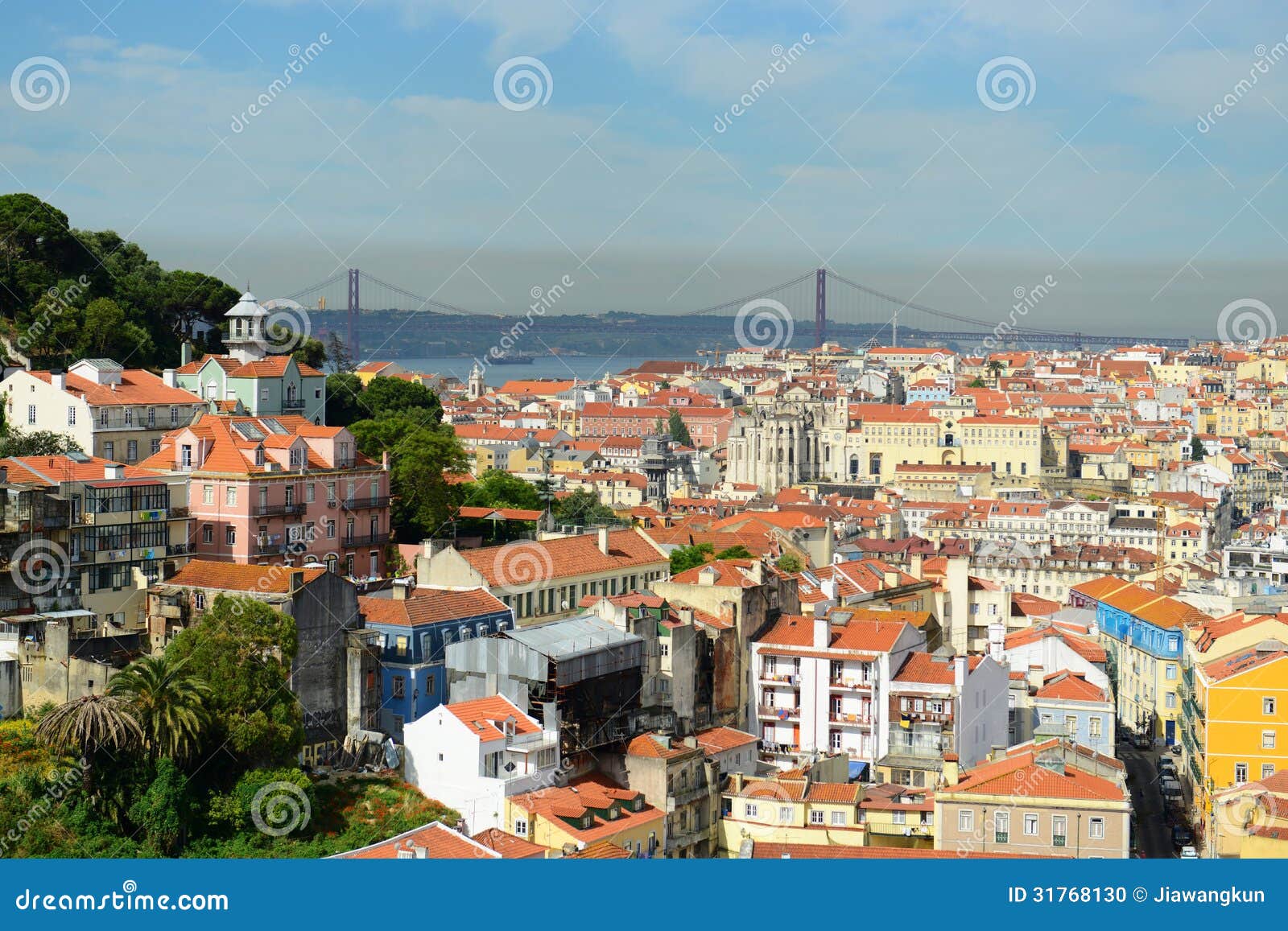 25 de abril bridge and alfama, lisbon, portugal