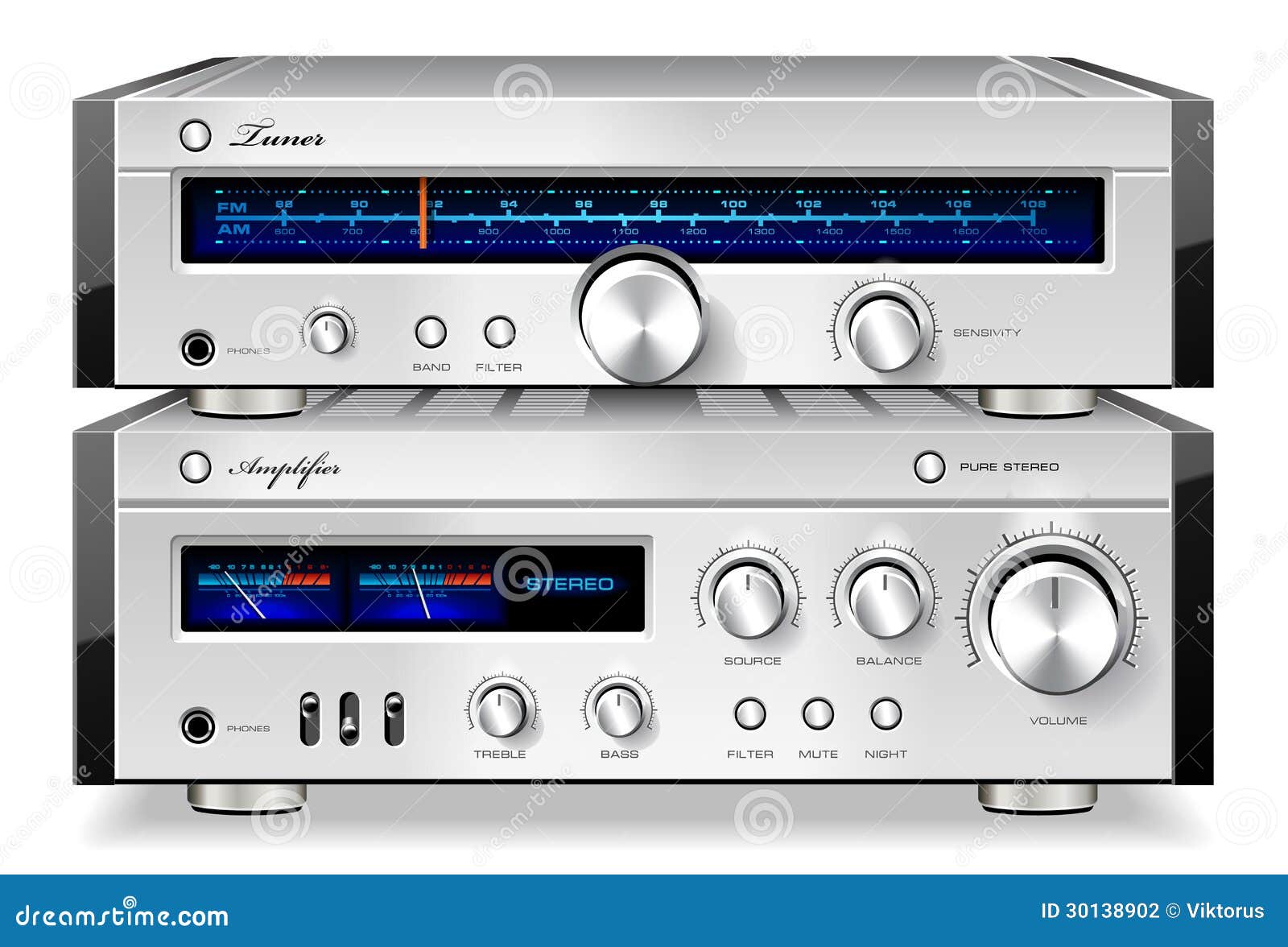 ras Officier Glimmend De Analoge Stereo AudioVersterker En De Tuner Van De Muziek Vint Vector  Illustratie - Illustration of macht, digitaal: 30138902