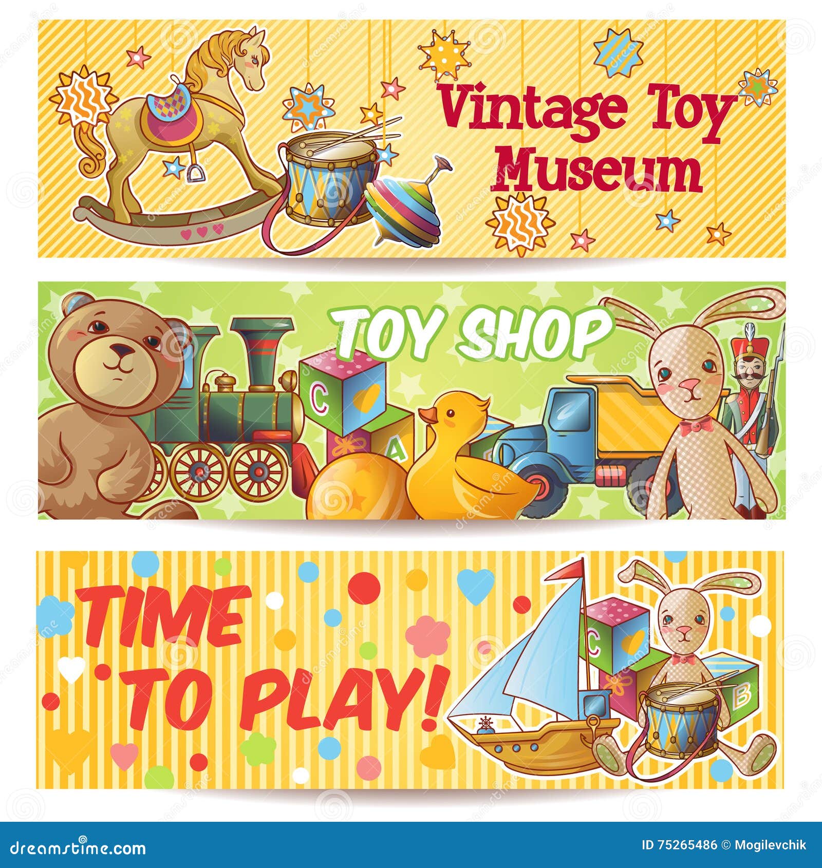 De Bannerreeks Van Het Jonge Geitjesspeelgoed Vector Illustratie