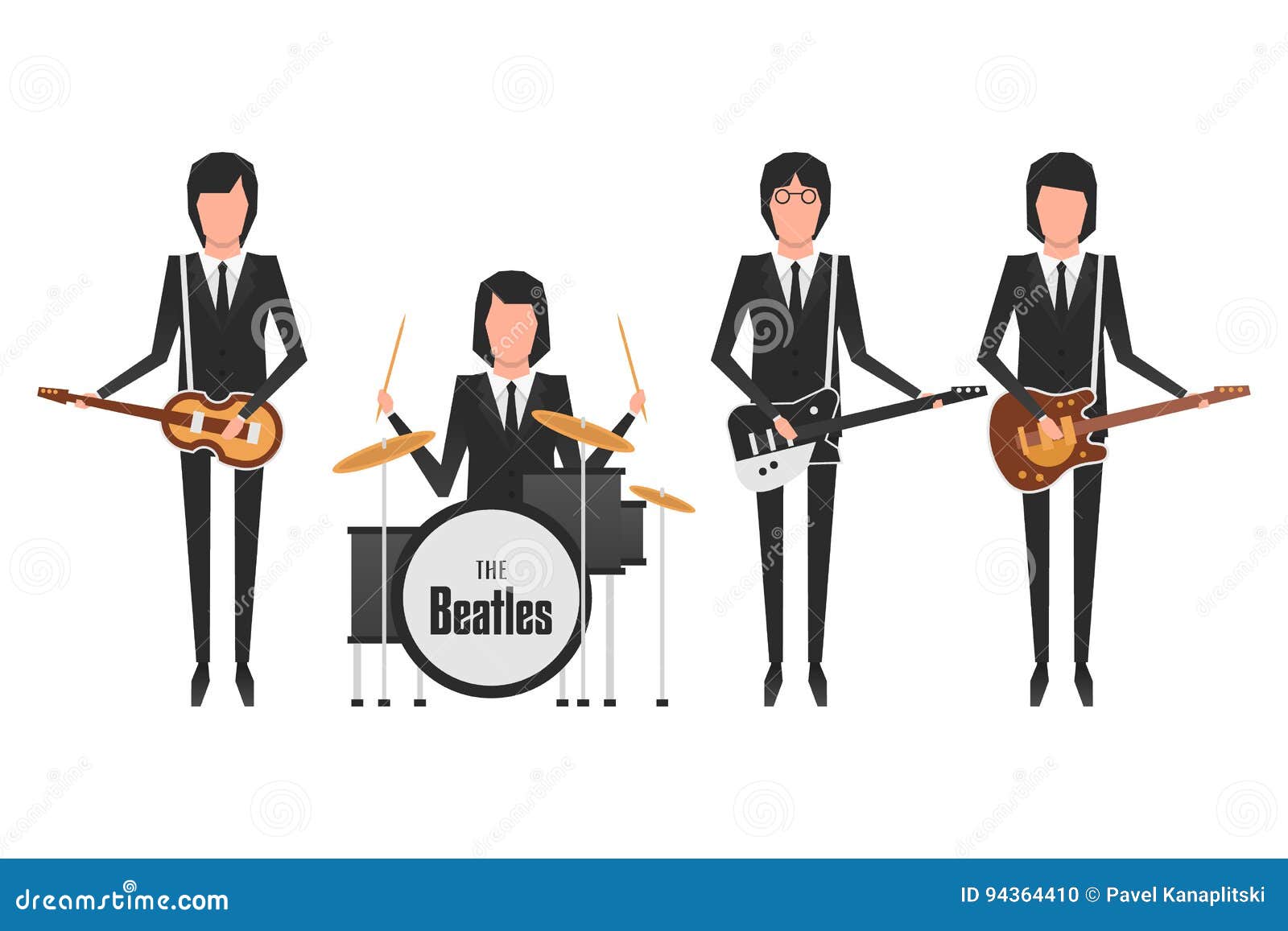 Redactieillustratie van de Beatles-bandleden