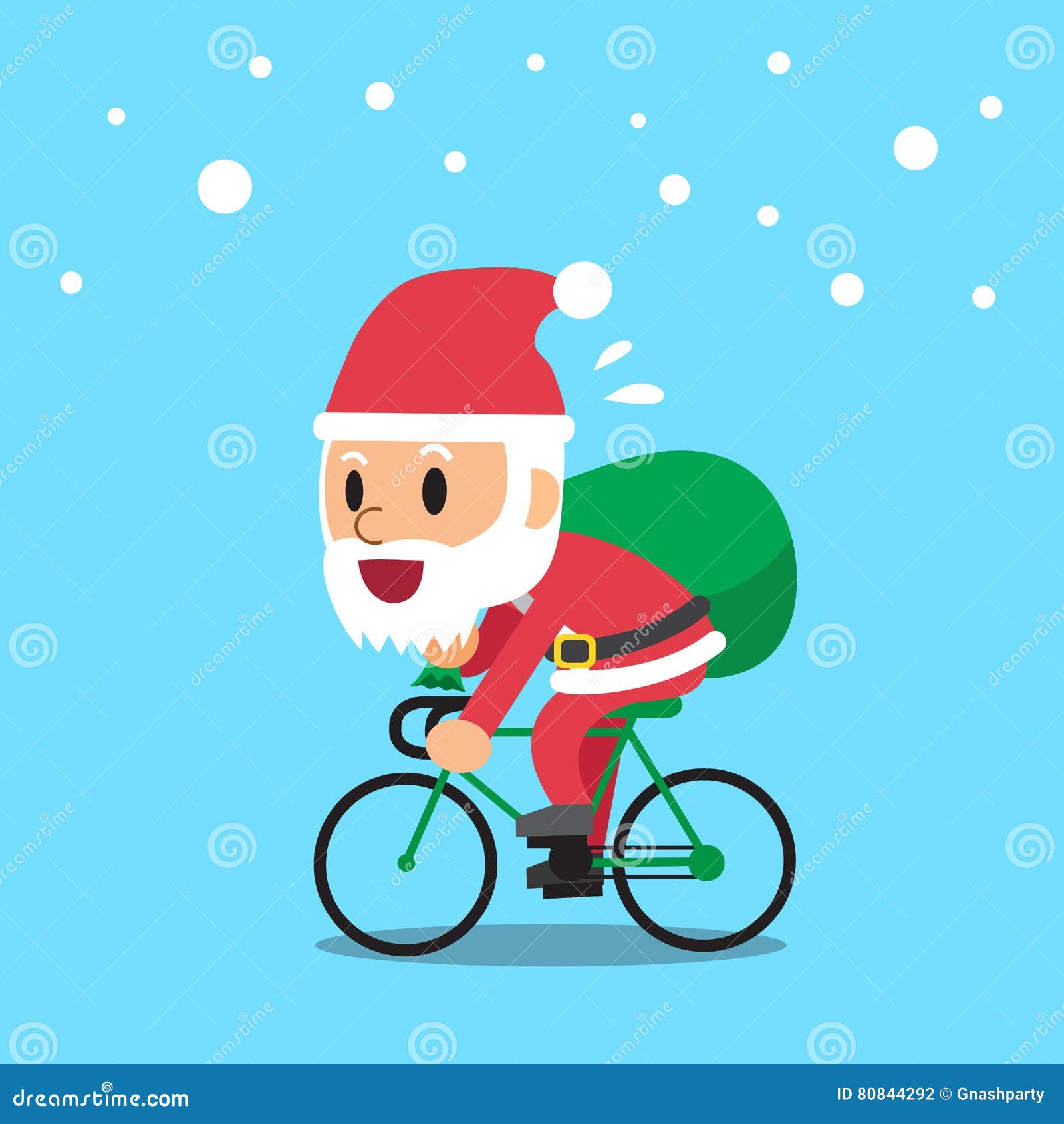 De Berijdende Fiets Van De Kerstman Vector Illustratie - Illustration Of  Gelukkig, Mensen: 80844292