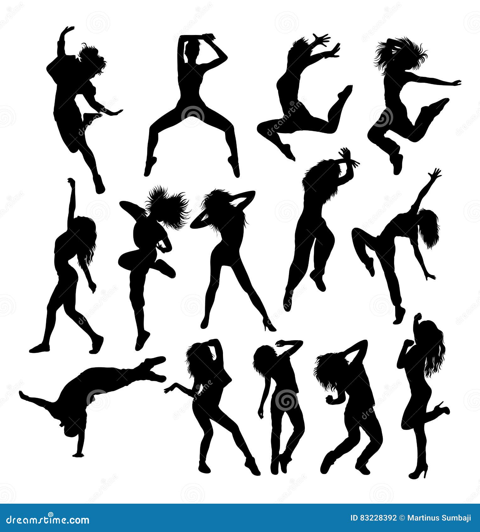 De Dansende Silhouetten Van Hip Hop Vector Illustratie Illustration