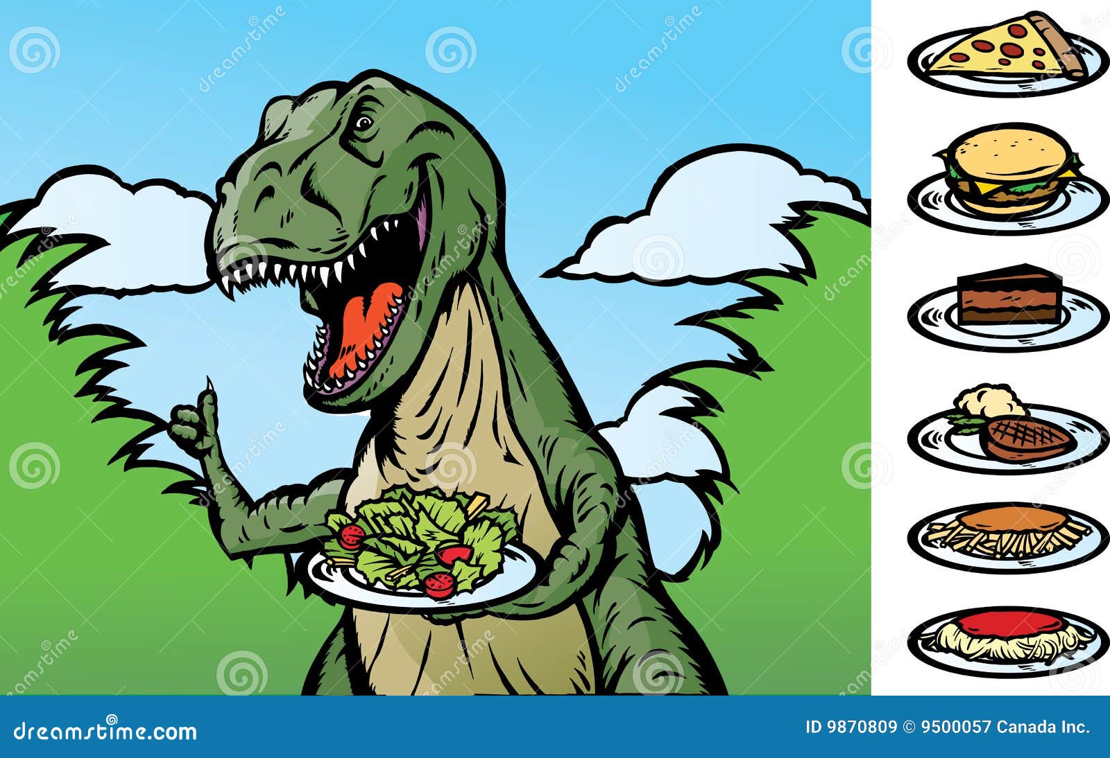 De Dinosaurus Van Het Voedsel Vector Illustratie Illustration of