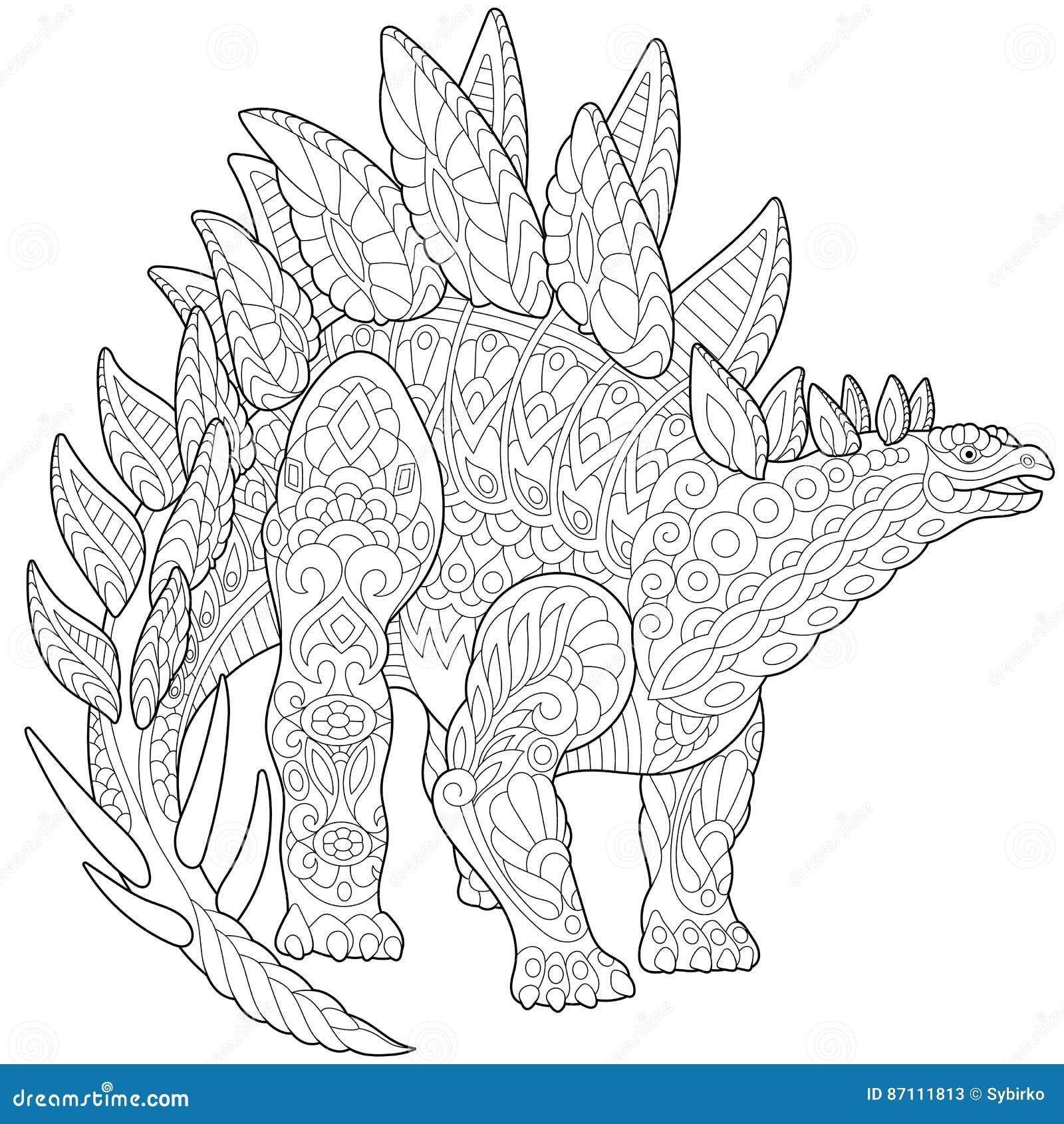 De Dinosaurus Van Zentanglestegosaurus Vector Illustratie