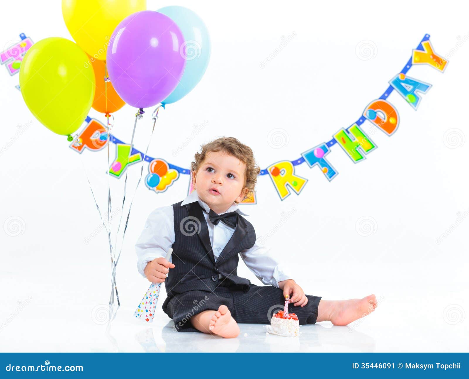 De Eerste Verjaardag Van Babys één Jaar. Stock Afbeelding - Image of ...