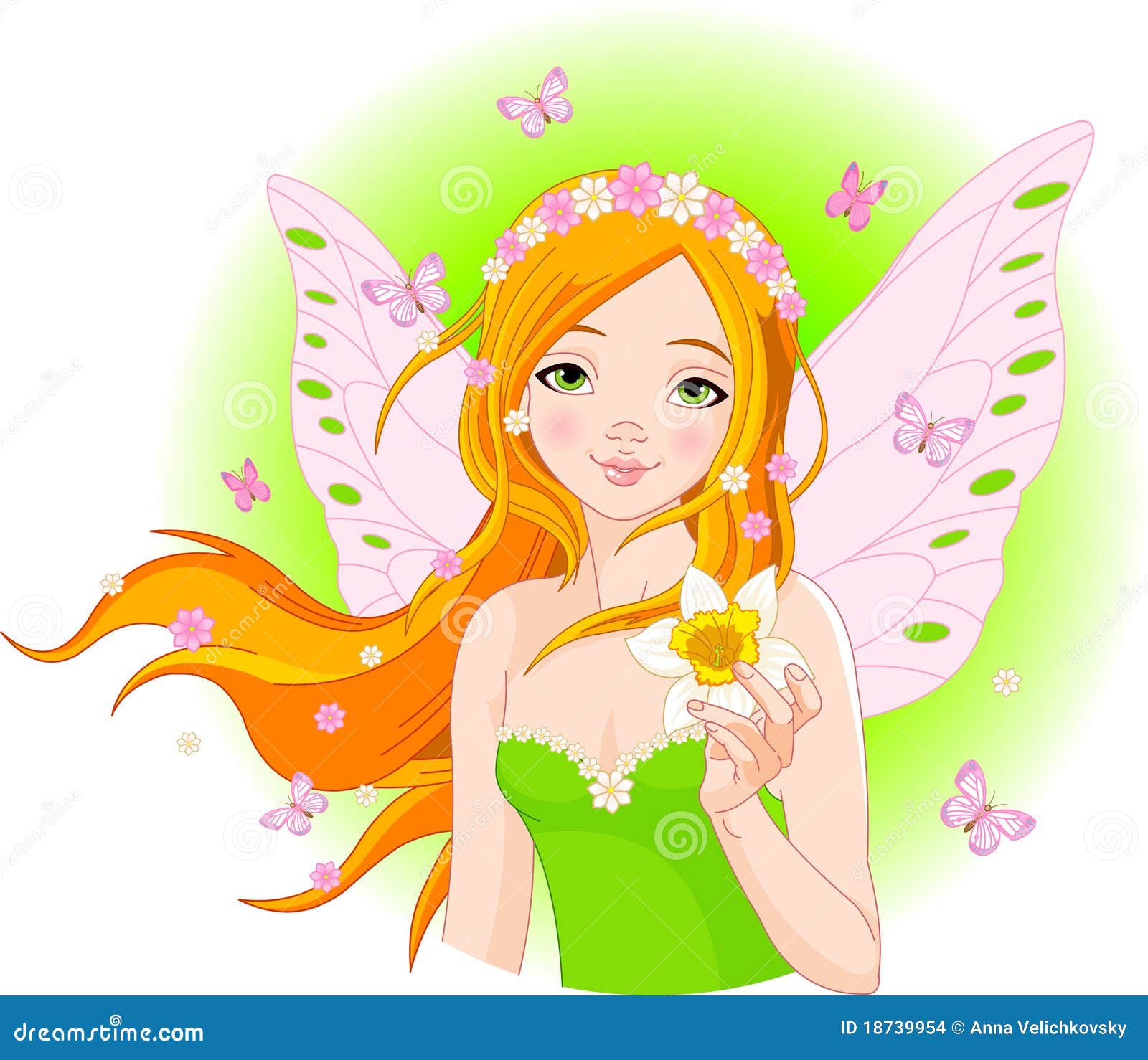 De Fee Van De Lente Met Narcissen Stock Illustratie Illustration of