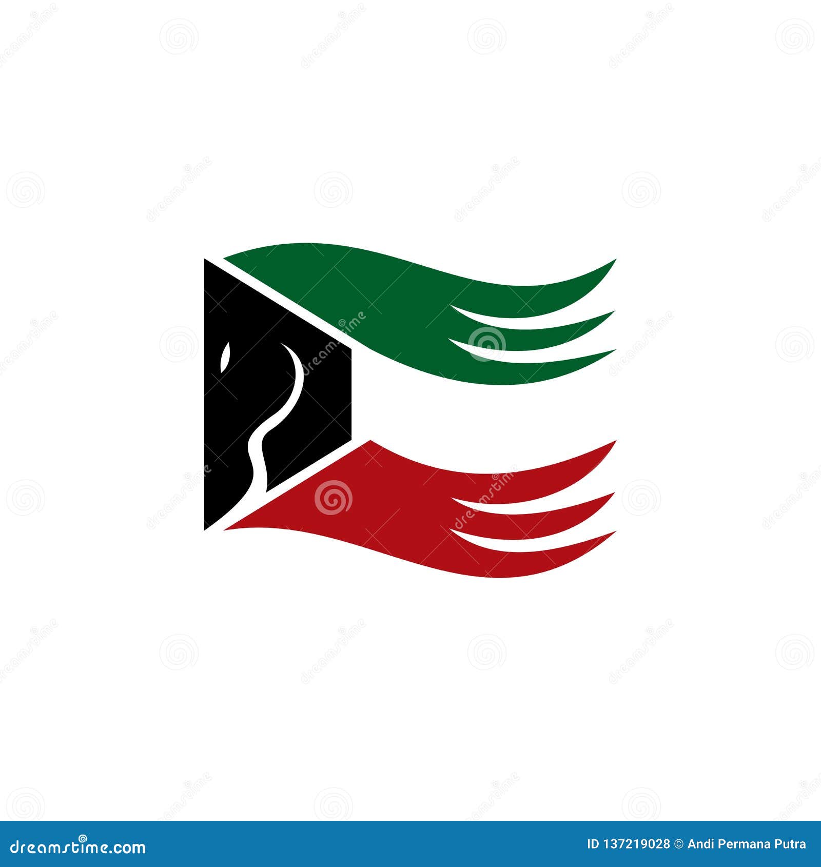De het paardvlag van Koeweit combineert embleem vectorontwerp voor uw bedrijf of merk